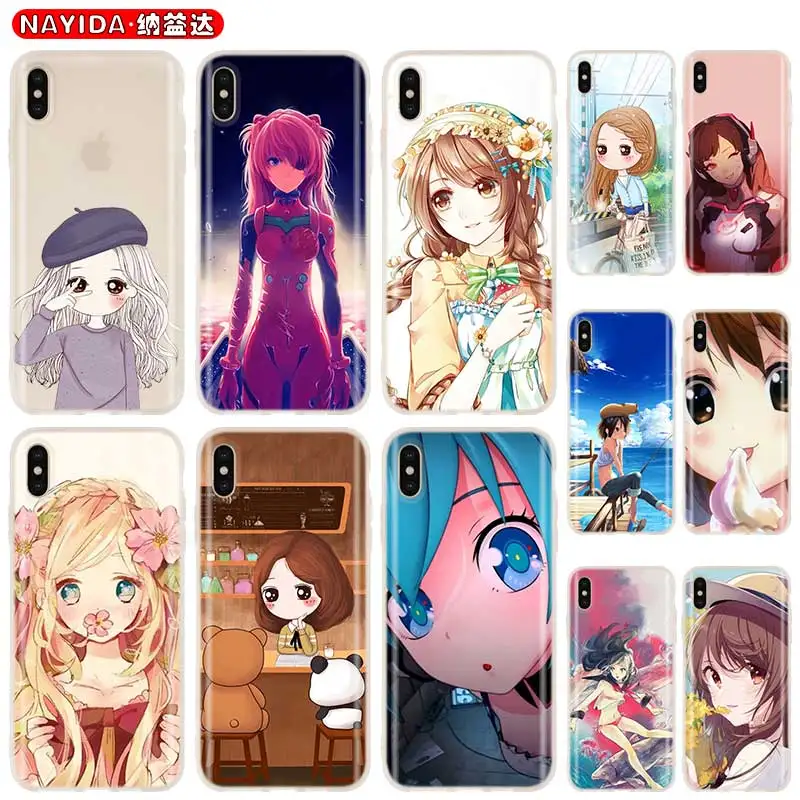 Мягкий силиконовый чехол для iPhone 13 12 11 Pro X XR XS Max Mini 8 7 6s 6 Plus милый SE 2020 с аниме