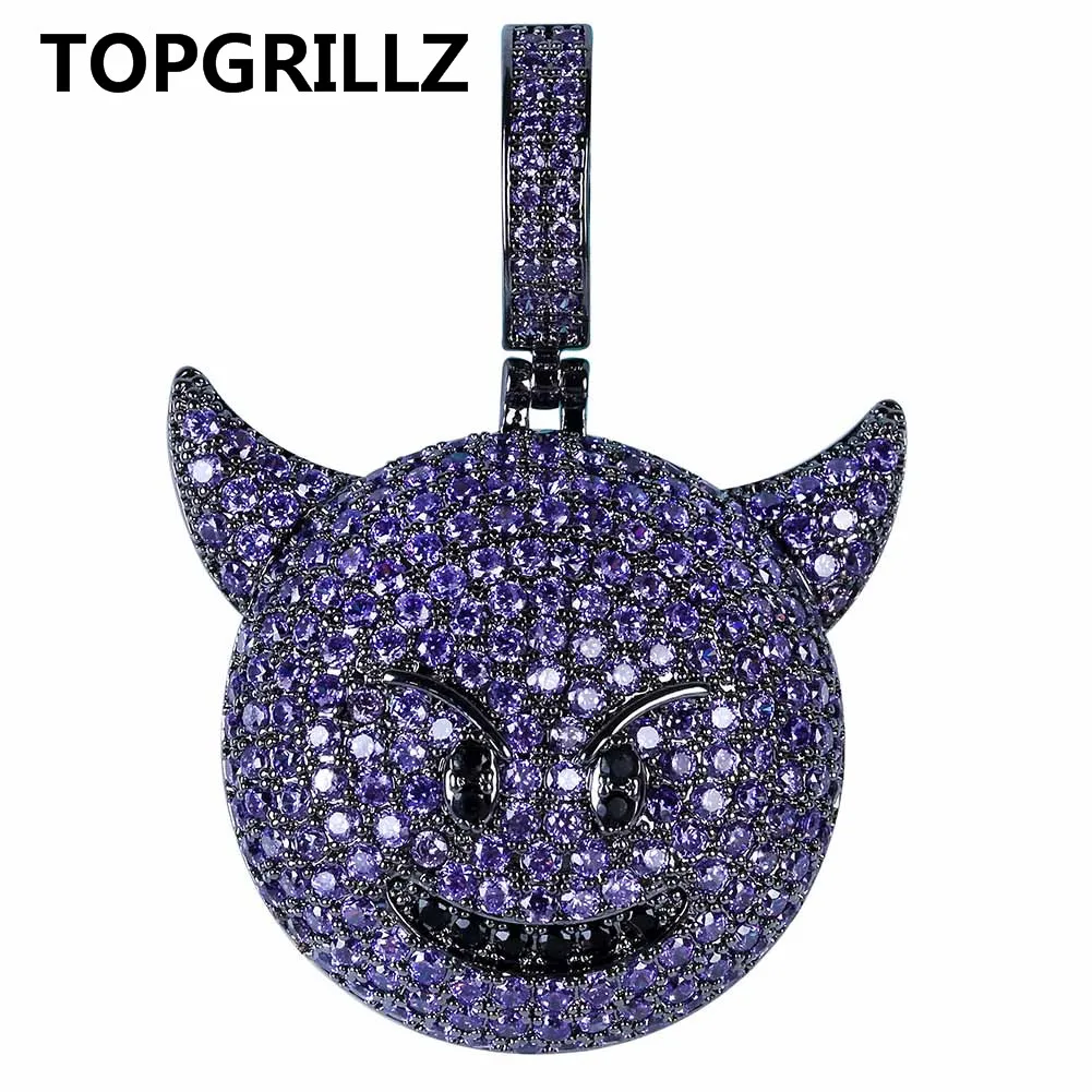 TOPGRILLZ, кулон с кубическим цирконием, с рисунком демона, собаки, обезьяны, сердца, улыбки, ожерелье, Хип-хоп ювелирные изделия для подарков - Окраска металла: Demon