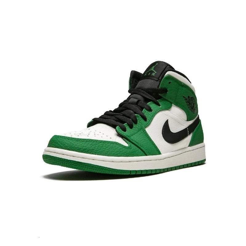 Новое поступление, мужские баскетбольные кроссовки Nike Air Jordan 1 Mid Aj1, белые и Зеленые кроссовки для улицы, оригинальные кроссовки# BQ6931-301
