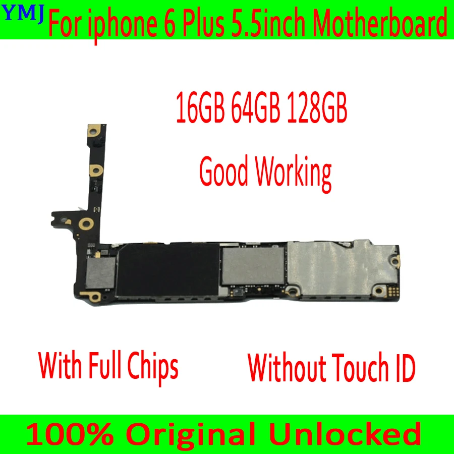 16 Гб 64 Гб 128 ГБ для iphone 6 Plus материнская плата без Touch ID, оригинальная разблокированная для iphone 6 P материнская плата с полным чипом