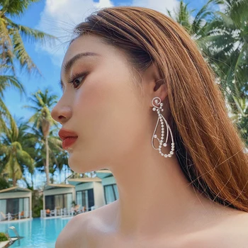 

Timeless Wonder Glam Geo Zirconia Pearl Drop Earrings Women Jewelry Gothic Boho Top Runway Designer Party Queen Ins Fancy 3528