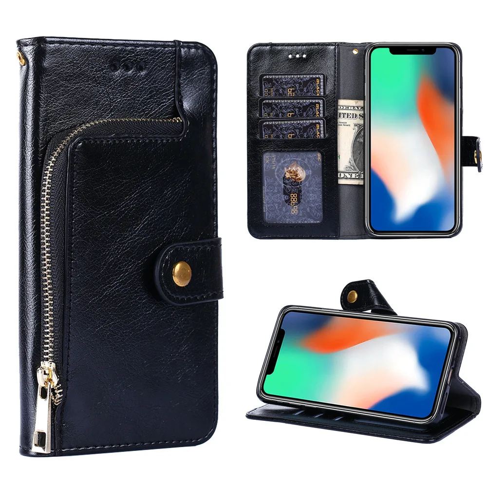 Ретро флип-чехол на молнии для huawei P Smart Plus 2019 искусственная кожа + ТПУ