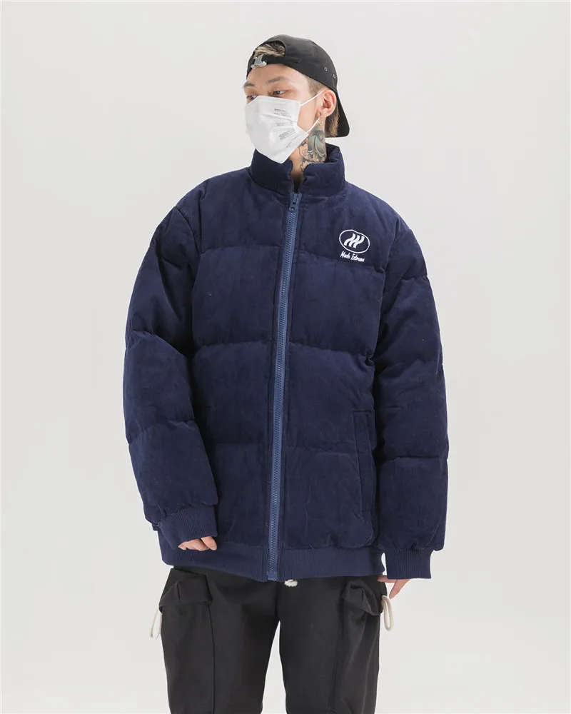 Dark Icon Corduroy Solid Color Parkas Men Winter Cotton Padded Street Fashion Men's Coats Outerwear Coats for Men