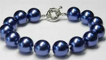 

Charming!12mm Blue Sea Shell Pearl Bracelet 7.5''