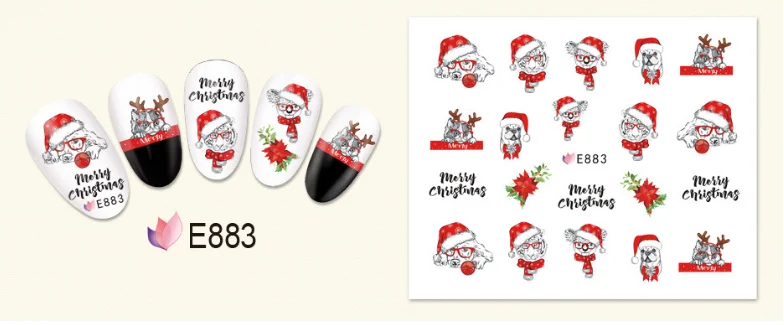 Navidad клейкая Рождественская наклейка для ногтей Рождественское украшение DIY мультяшная красивая наклейка Санта-натальный год Navidad-S - Цвет: as  picture