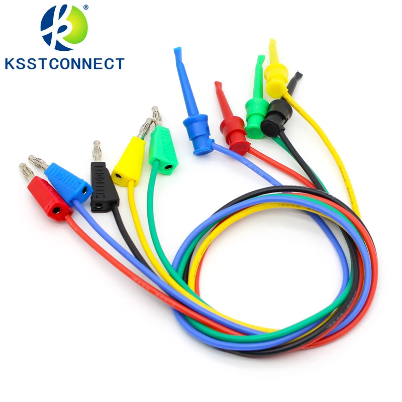 5pcs L=0.5M 4mm banana plug 16AWG test leads stackable testing cable hook | Инструменты