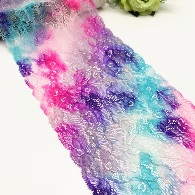 3y/lot 18cm Colorful Mix Elastic Stretch Lace Trim 4