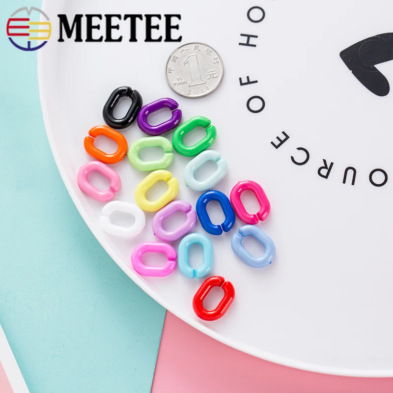 Meetee, 100 шт., 19x15 мм, красочное уплотнительное кольцо, пряжка, пластик, акрил, цепь, Открытый круг, для подключения, цепочка для ключей, сделай сам, изготовление ювелирных аксессуаров