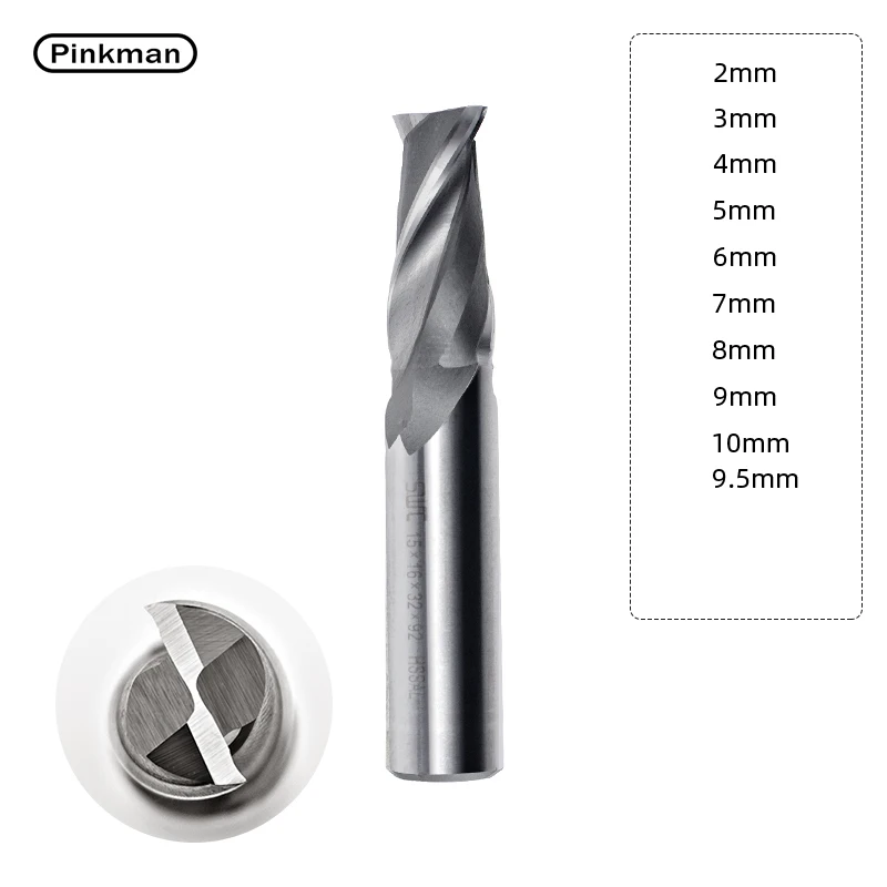 

Pinkman 1pc Two Flute 2-10mm Lengthen CNC Milling Cutter Router Bit For Metal Milling Cutters Router Drill Bits For Metal Tool