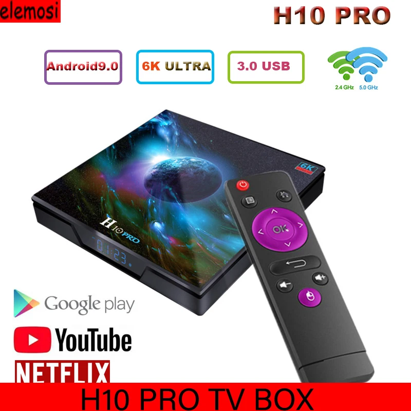 

H10 PRO Android 9.0 Allwinner H603 Smart TV BOX 2.4G&5G wifi 1080P 4K Google Netflix Youtube Set Top Box pk X96H