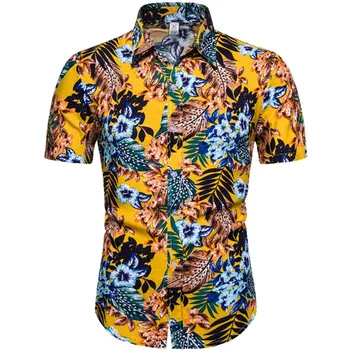 

2020 Summer Fashion New Men's Casual Short Sleeve Shirt / Men's Slim Floral Beach Casual Cool Flower Shirts