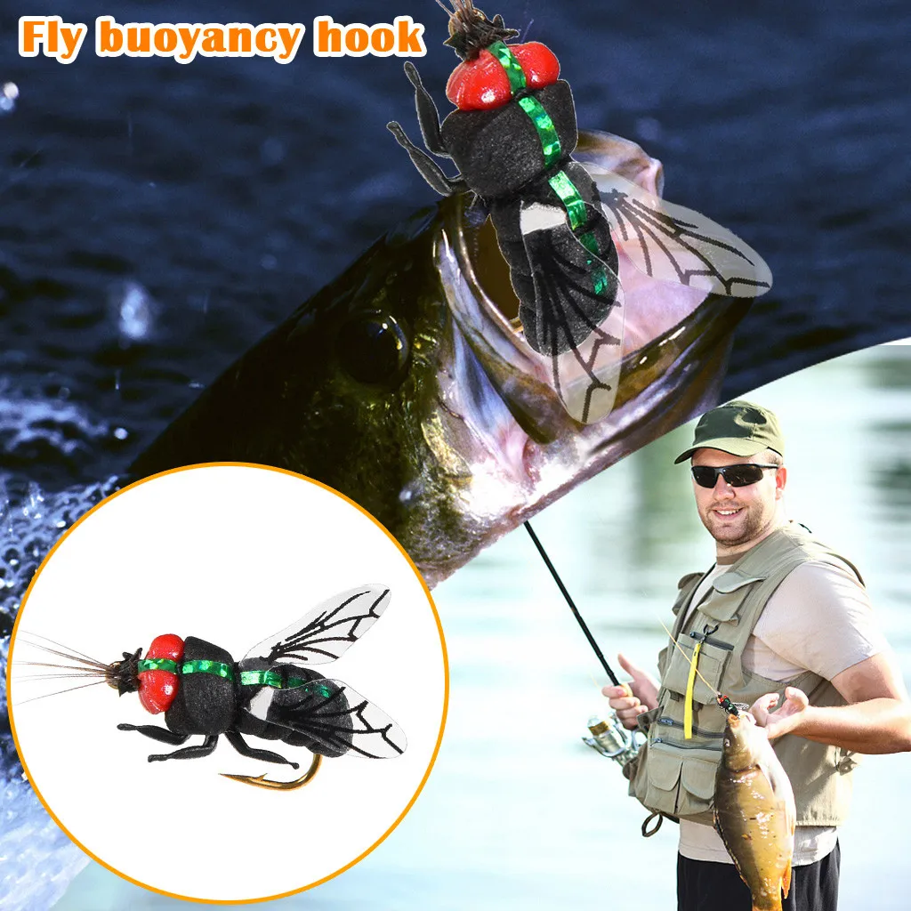 

2pc Fly Hook Fly Fishing Hook Buoyancy Bait Fishing Gear