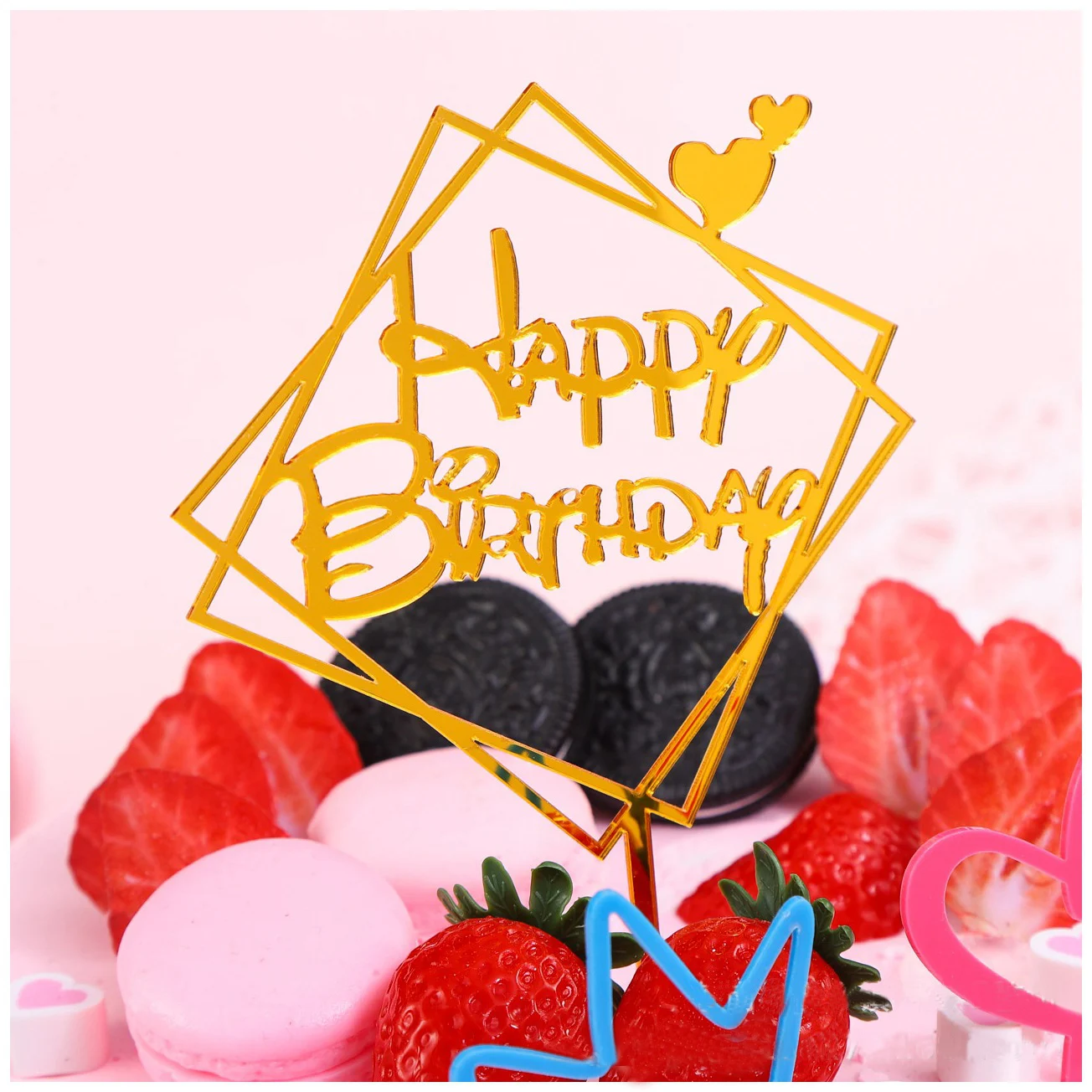 Микки Маус акриловые буквы Топпер для торта «С Днем Рождения» Золотой Серебряный Торт Топ флаг украшение вечеринка для мальчика день рождение свадебные принадлежности - Цвет: Gold HP