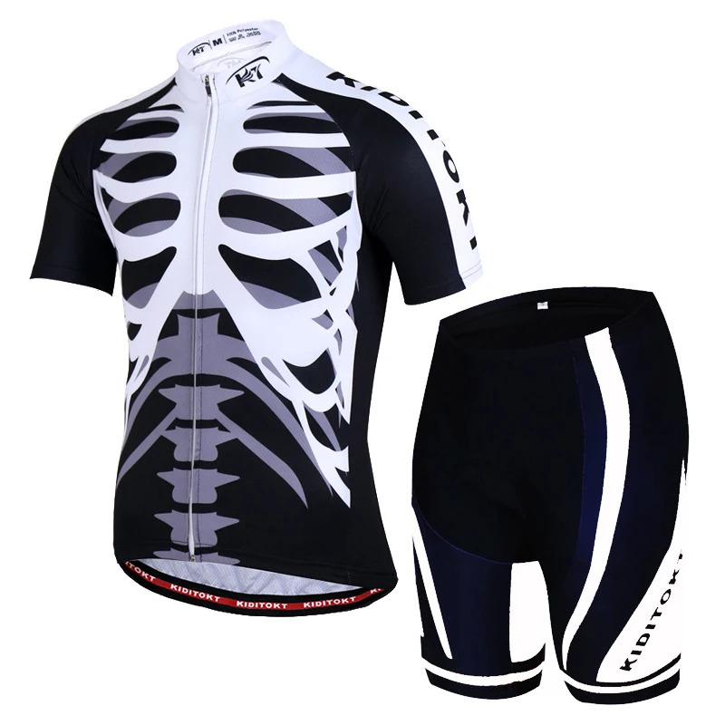 

JXSALLPLQ Cycling Jersey Suit New Summer Short Sleeve Skeleton Racing Suit Breathable Quick-Dry Mountain Bike Sportswear bicycle