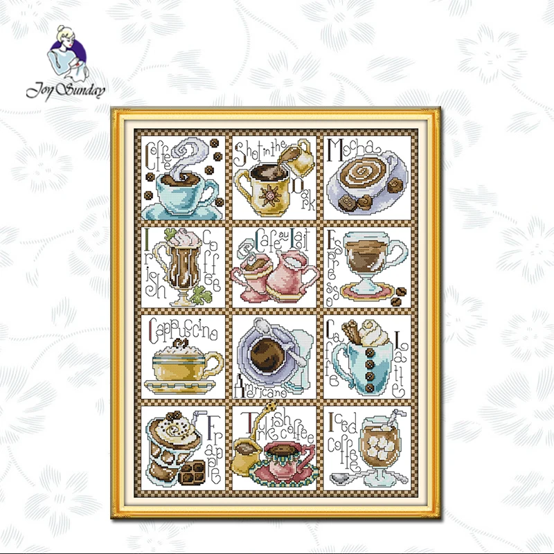 

Joy Sunday,December coffee,cross stitch embroidery kit,11CTor14CT Printed Fabric,Needlework counted cross-stitch patterns