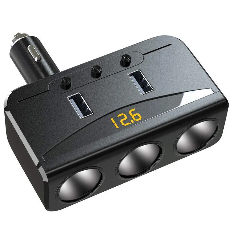 

Cigarette Lighter Splitter,3 in 1 120W 3-Socket Cigarette Lighter Power Adapter 12v / 24v Dual USB Car Charger DC Outlet Splitte
