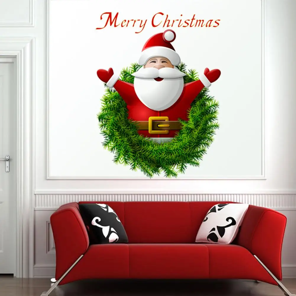 1pc Christmas Will Sticker Removable Snowman Santa Vinyl Wall Stickers Home Shop Door Glass Window Decal Decor Adornos de Navida