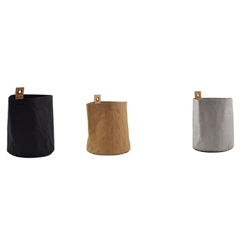 

Washable Kraft Paper Storag Bag Folding Hanging Bags Reuse Flower Pot Cover Plants Flowerpot Bag Home Sundries Organizer Pouch