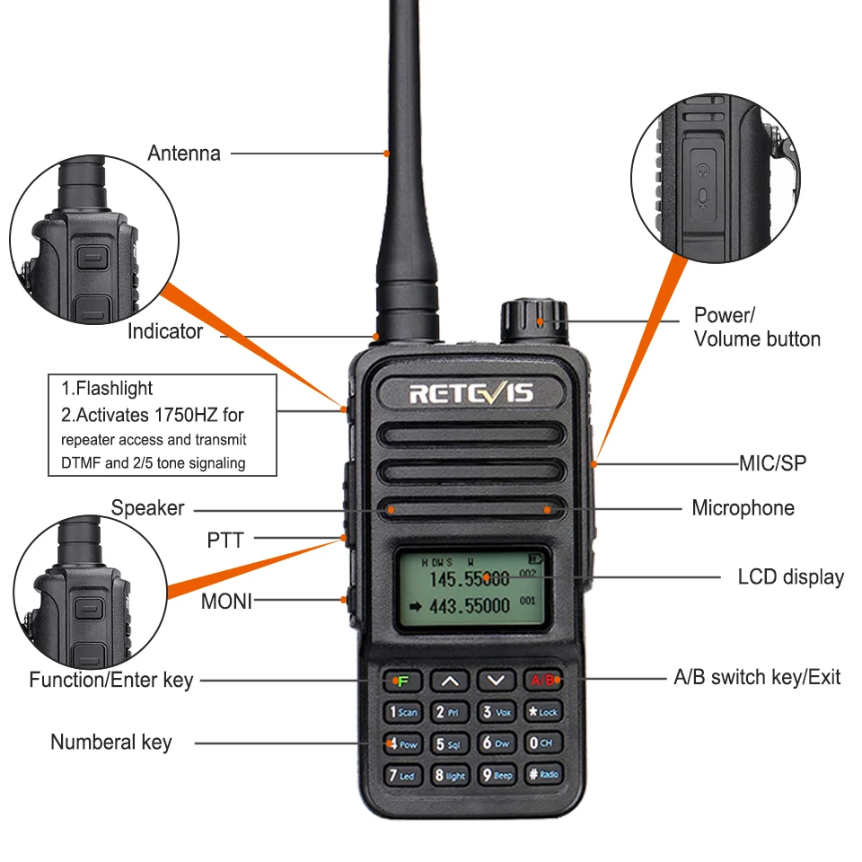 Retevis RT85 walkie talkie profesional emisoras de radioaficionado largo  alcance portatil emisoras de caza VOX Baofeng UV 5r - AliExpress