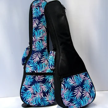 

Soprano Concert Tenor Ukulele Soft Bag Blue Leaves Case Gig Padded Pattern Creative Gifts Kids Girl Boy