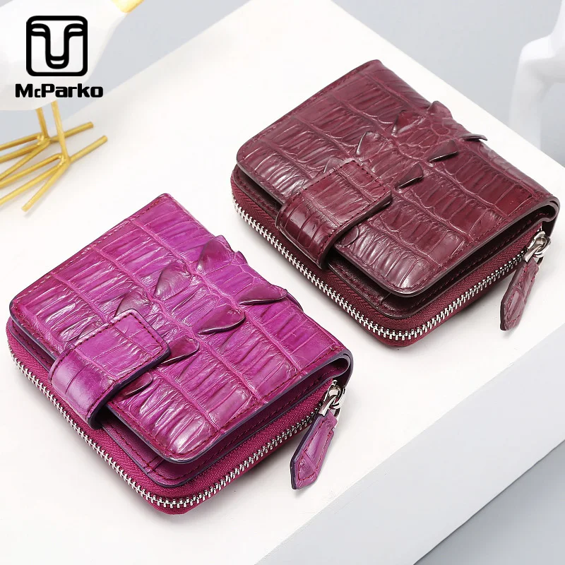 

McParko Luxury Crocodile Wallet Women Small Wallet Genuine Leather Purse Pouch Short Card Holder Wallet Crocodile Tail Design