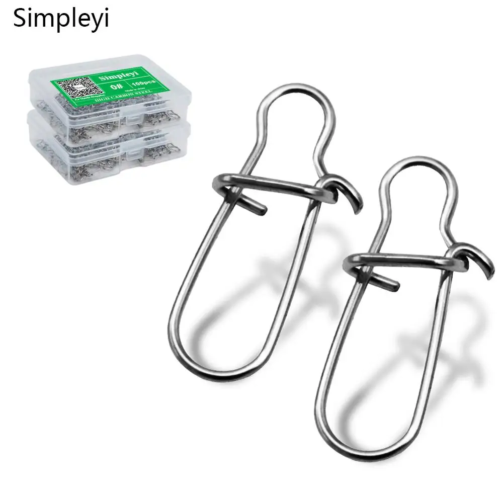 100PCS/Lot Hooked Snap Stainless Steel 0#-8# Fishing Barrel Swivel Safety  Snap Hook Lure Accessories Connector Snap Pesca