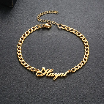 

NAME BRACELET WITH HEART GOLD TONE CURB CHAIN PERSONALIZED NAME BRAZELET CHRISTMAS GIFT