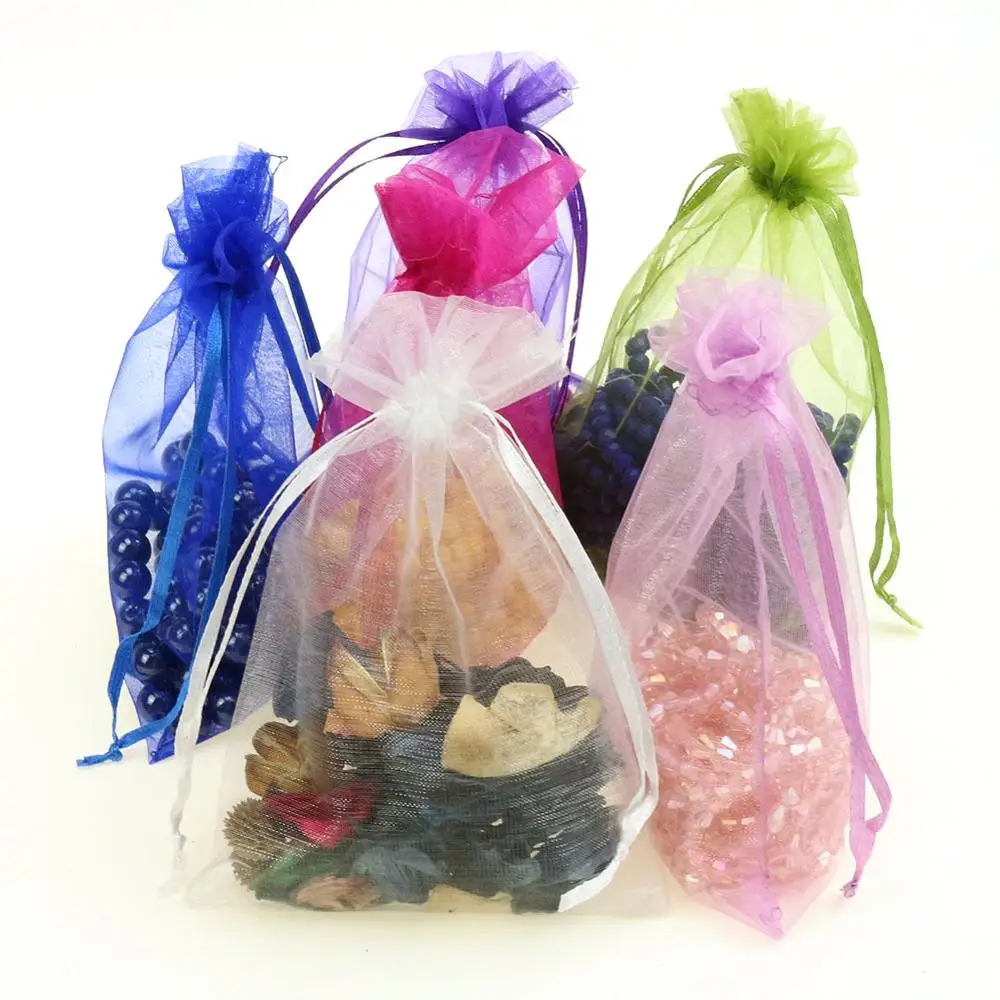 100pcs/lot 11x16cm Organza Drawable Bags Gift Pouches Wedding Candy Packaging Bags Party Bag (Extra Cost For Customize Logo) 100pcs silver gold foil organza bag drawstring bag jewelry bags fabric pouch gift bags wedding party christmas packaging display