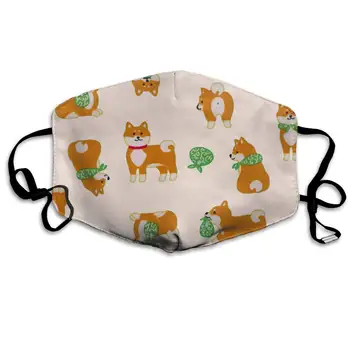 

Face Cloths Anti-Dust Mouth Cover Awesome Cream Fabric Cute Brown Dog Green Scarf Washable And Reusable Cloth Warm Windproof For