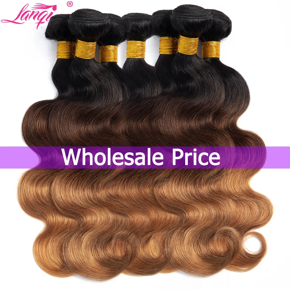 Wholesale T1B/4/30 Blonde Ombre Human Hair Bundle Body Wave Bundles Hair Extensions Peruvian Brazilian Hair Weave Bundles