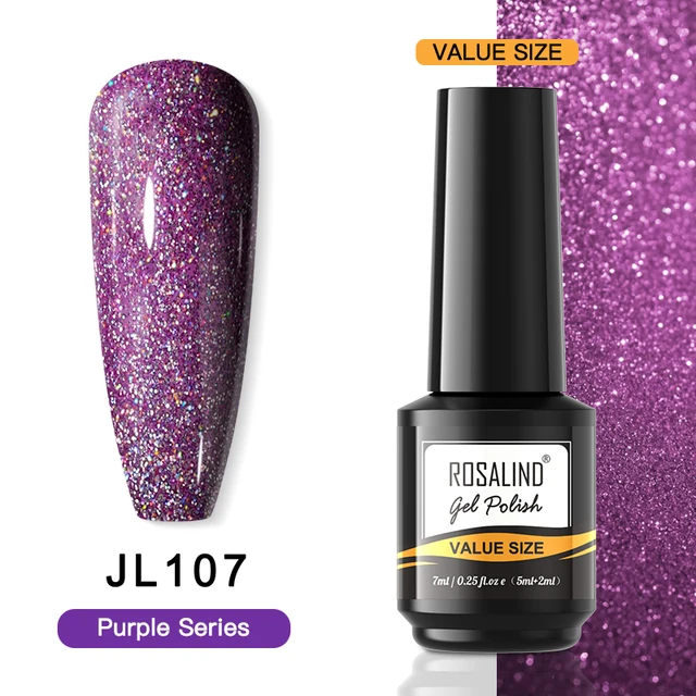 ROSALIND 7ml Gel Polish Semi Permanent Nails Gel Polish Soak Off UV LED Base Top Coat Vernis Nail Art Glitter Gel Varnish RAI-JL107