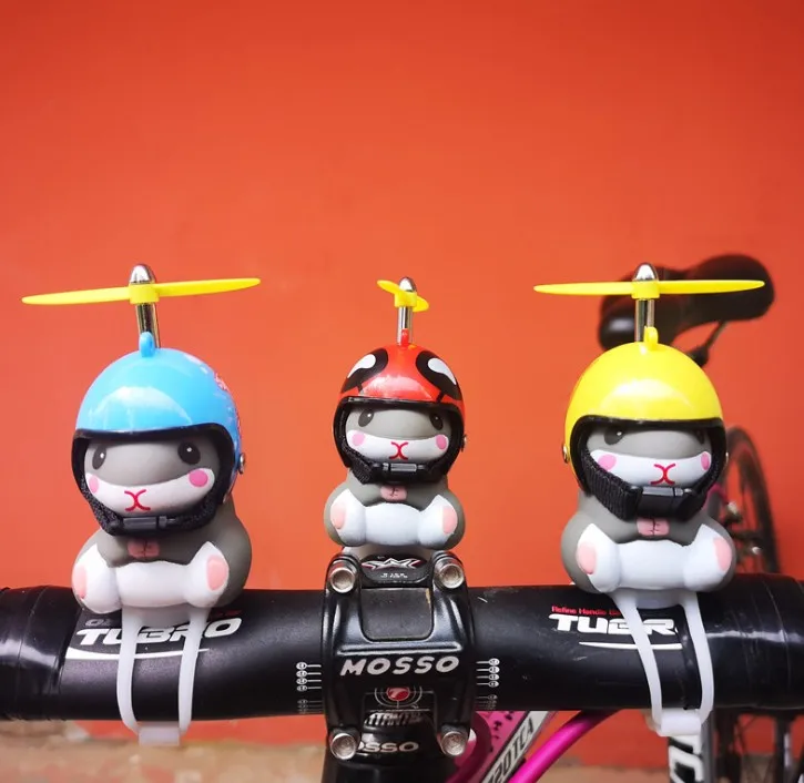 

Cute Cartoon Bike Bell Light Cute Hamster Model with Helmet Handle-Bar Glowing Horn for Bike Accessories Motorbike Fixed Cog