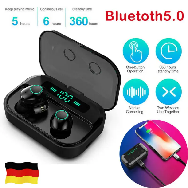 

TWS Mini Bluetooth 5.0 Headset 3600mAh LCD LED Wireless Earphones In-Ear Earbuds Sport HiFi Bass Stereo Waterproof Earphone hOT