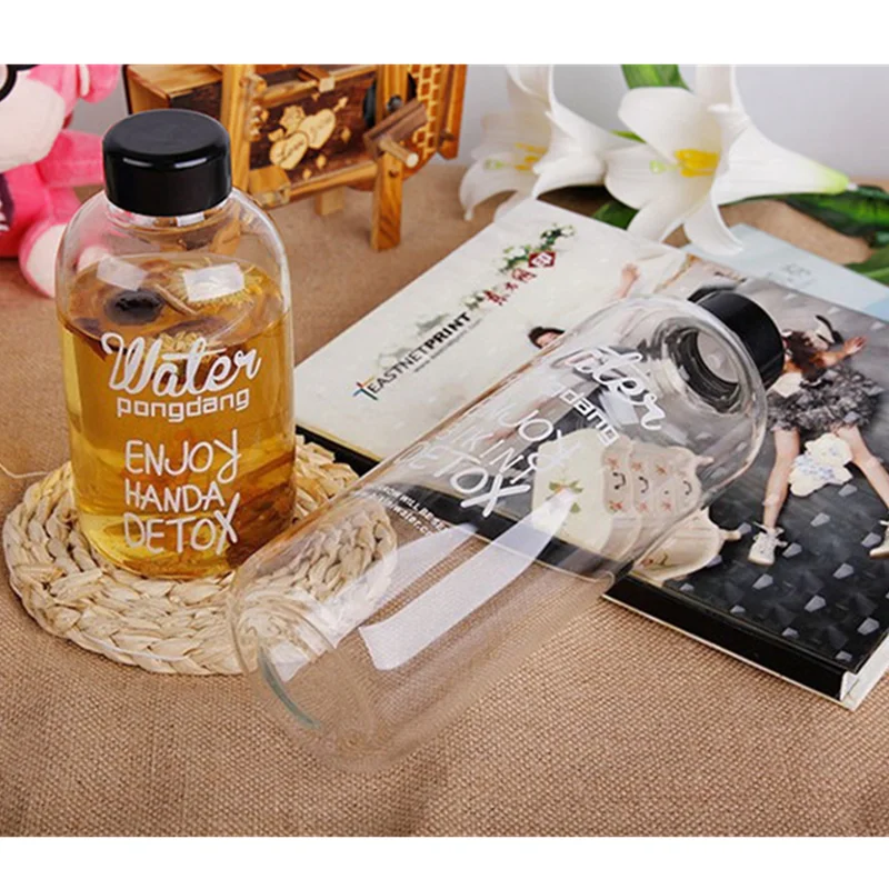 

600ml Water Bottles Sports Cycling Camping Bottle with Bag Portable Leak-proof Fruit Lemon Juice Drinking Bottle