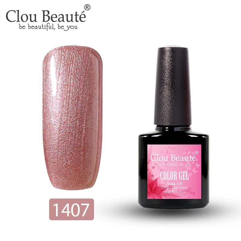 1407 Clou Beaute Gel Nail Polish Glitter Sequins Lakiery Hybrydowe Soak Off UV Gel Varnish Esmalte Para Unha Nails Gel UV Colors - Цвет: 1407