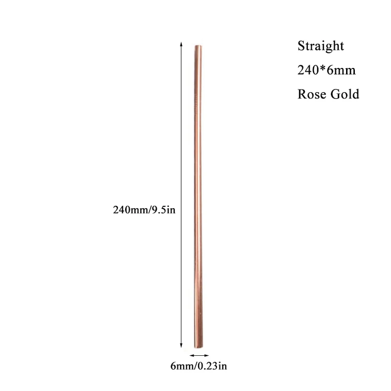 Многоразовая соломенная металлическая соломинки портативная соломка из нержавеющей стали металлическая соломинка для бара вечерние аксессуары - Цвет: rose gold 240mm