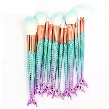 

Makeup Brush 10Pcs Mermaid Makeup Brush Fishtail Set Makeup Brush Beauty Tool Full Set Of Beauty Tools Convenient