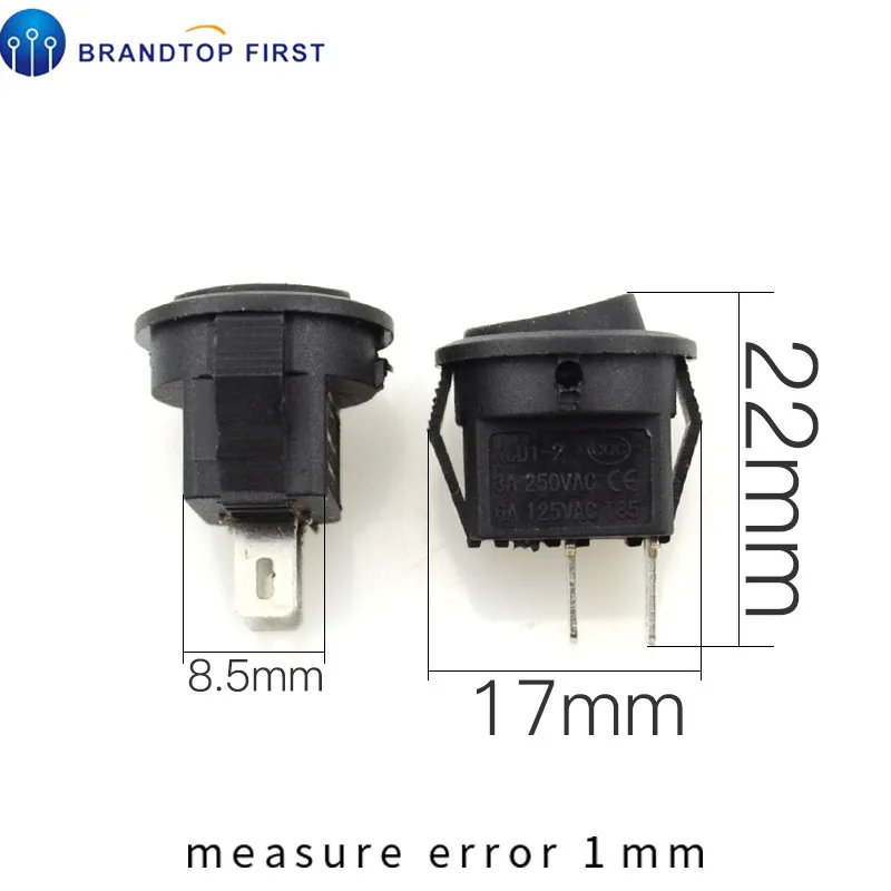 15 мм маленькие круглые черные 2-контактный 3A/250V 6A/125V кулисный переключатель качели Мощность переключатель
