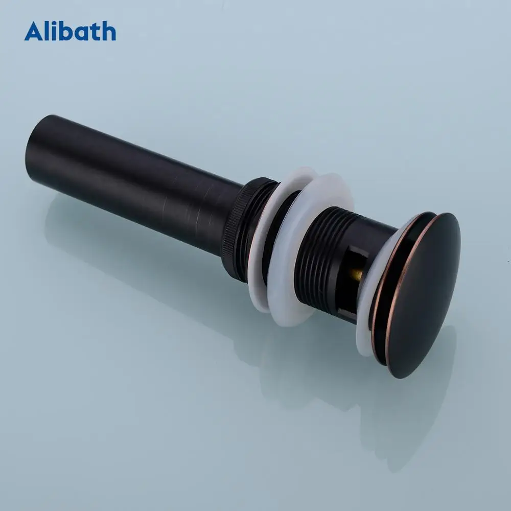 Brass Pop-Up Drain With/Without Overflow Hole Bathroom Basin Push Down Waste Drainer Plug Bathtub Round Oil Rubbed Bronze | Обустройство