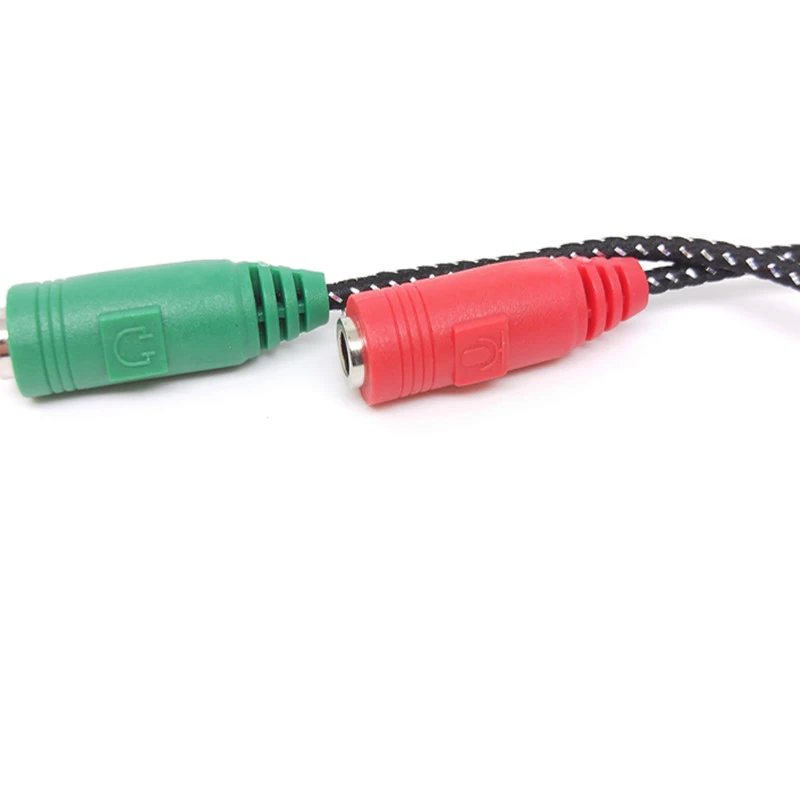 30PCS New 2 1 Cable Adapter Splitter 3 5mm Audio Headphones Headset to 2 Jack Headphones Microphone Audio Cable for Earphone