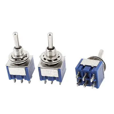 

AC 125V 6A 6 Pins Latching DPDT ON/OFF/ON 3 Position Toggle Switches 3 Pcs