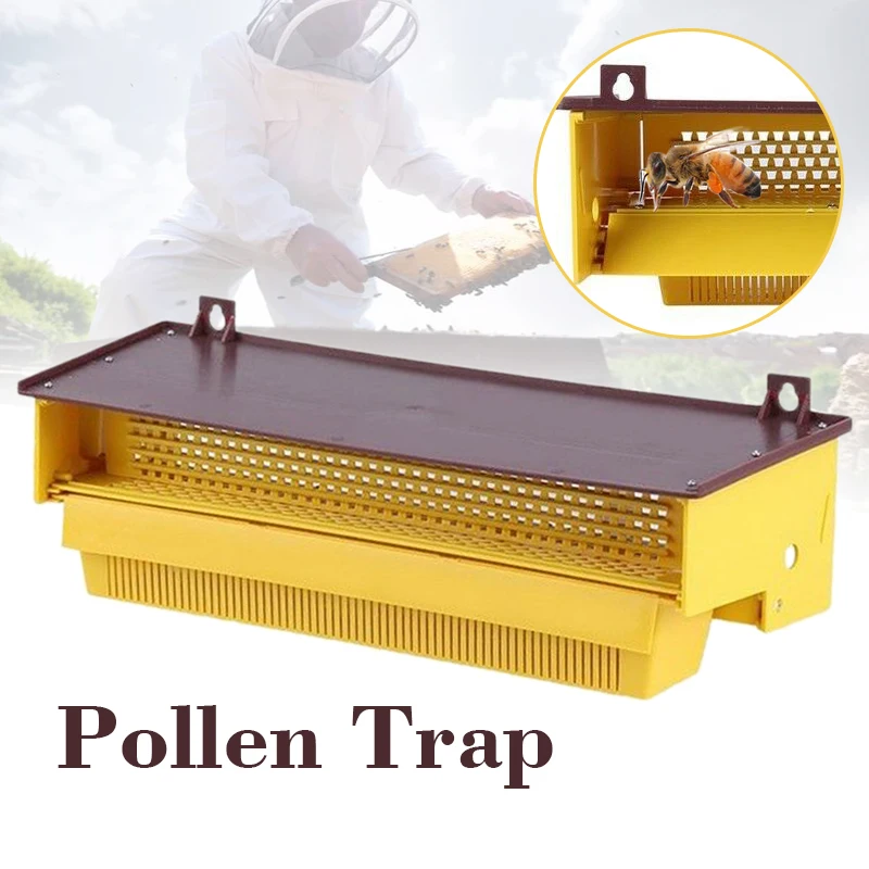 

Yellow Plastic Pollen Collector Beekeeping Pollen Trap with Removable Ventilated Pollen Tray Beehive Entrance Beekeeping Tools
