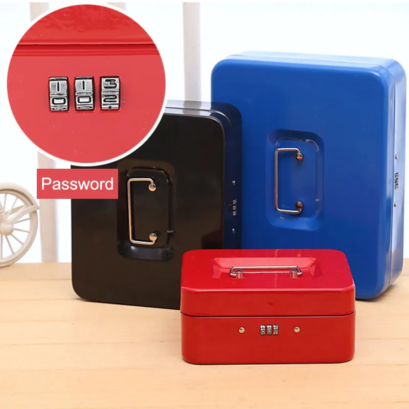 Portable Security Safe Box Password Lock Money Jewelry Storage Metal Box For Home School Office Security Kids Gift