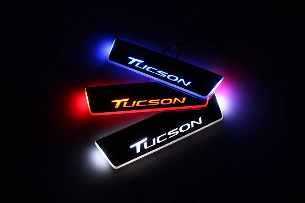 Для hyundai Tucson отделка педали автомобиля наружные части светодиодный порог Накладка дорожка динамический растягиватель светильник