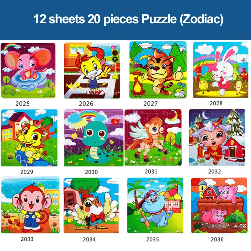 12 шт. качественная головоломка для детей 2-5-6 лет, игрушки для обучения, знания о животных, головоломка для мальчиков и девочек - Цвет: 12 models