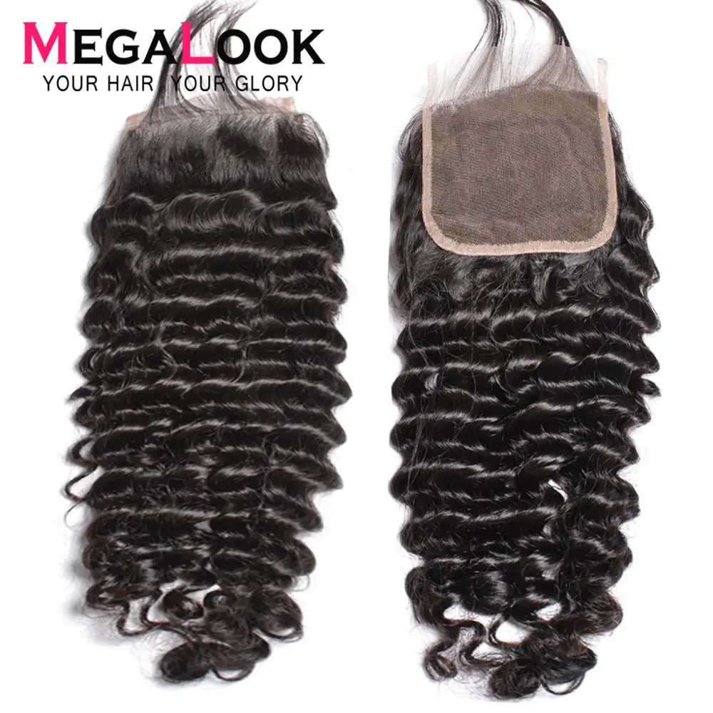 3 Deep Wave Bundles with closure Brazilian Double Drawn Virgin Hair Bundles Unprocessed Weave 100% Human Hair Extension