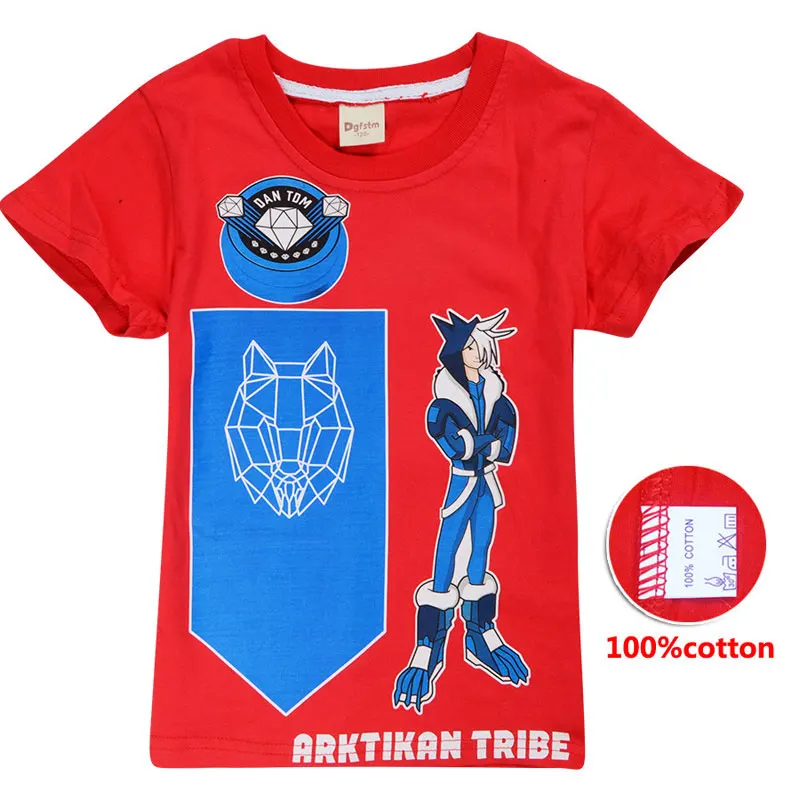 T-shirt-Red DAN TDM Tour-Arktikan Tribe-Snow Wolf/хлопковые толстовки с капюшоном для мальчиков и девочек, футболка детские топы с героями мультфильмов, детское повседневное пальто, футболки - Цвет: T-shirt-Red
