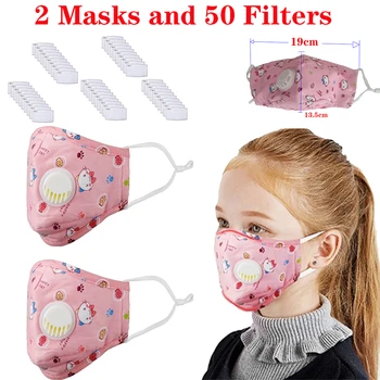 

Activated Carbon Filter 5 Layers Protective with Reusable Children's Face Masker Pink Cartoon Bear Pattern Children's Mascarilla