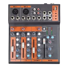 Микшерный пульт 4 канальный цифровой линия для микрофона аудио микшерный пульт с эффектом реверберации для Запись для ди-Джея свет для сцены Парти(штепсельная вилка европейского стандарта