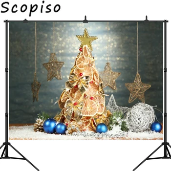 

Scopiso Christmas Lemon Tree Snow Bokeh Golden Star Light Spot Xmas Booth Party Decoration Photography Backdrop Photo Background